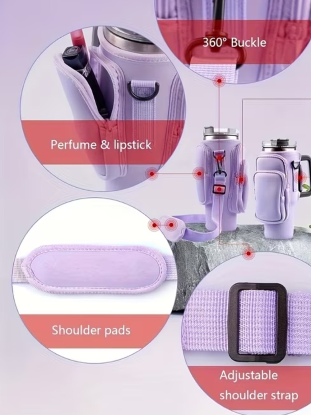 🥤🟪🥤 PURPLE MULTI-POCKET INSULATED TUMBLER CARRIER (HOLDS 40 OUNCE TUMBLER)❗️ - Picture 7 of 8